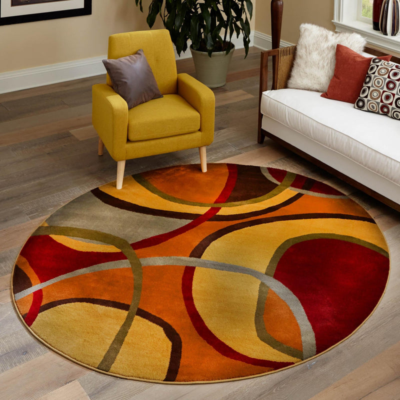 Bistro Lounge Collection Area Rug -  Macchiato Round Multi  lifestyle 81