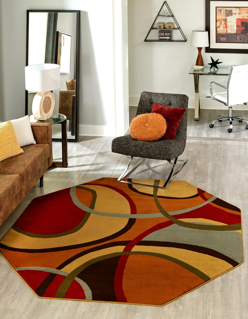 Bistro Lounge Collection Area Rug -  Macchiato Octagon Multi  lifestyle 23