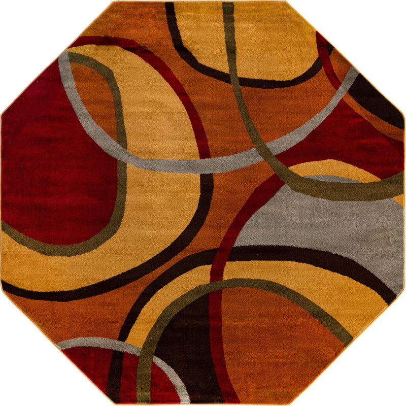 Bistro Lounge Collection Area Rug -  Macchiato Octagon Multi  lifestyle 18