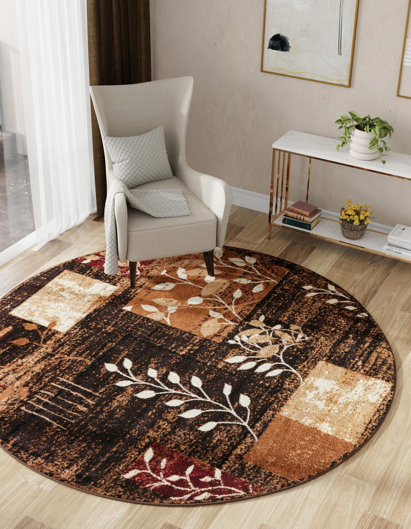 Bistro Lounge Collection Area Rug -  Affogato Round Brown  lifestyle 38