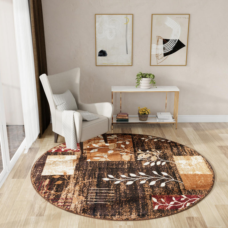 Bistro Lounge Collection Area Rug -  Affogato Round Brown  lifestyle 159