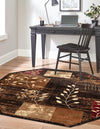 Bistro Lounge Collection Area Rug -  Affogato Octagon Brown  lifestyle 56