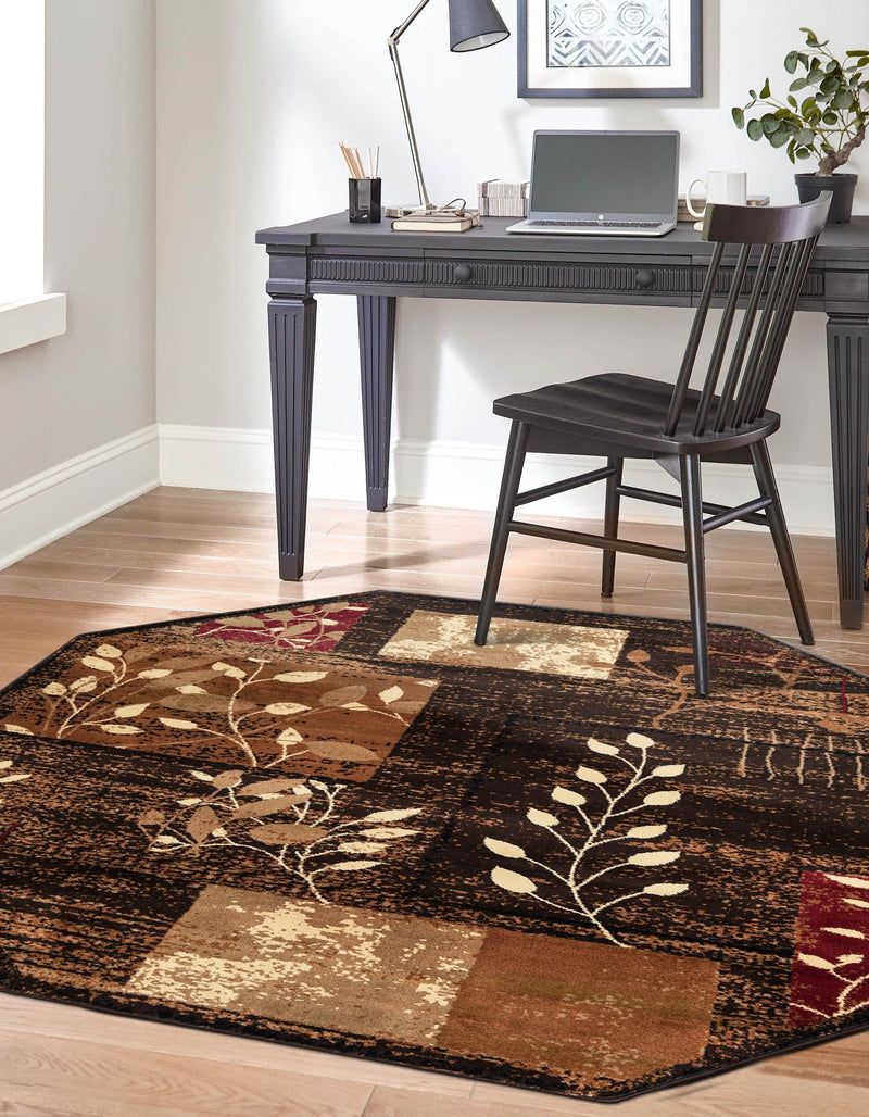 Bistro Lounge Collection Area Rug -  Affogato Octagon Brown  lifestyle 56