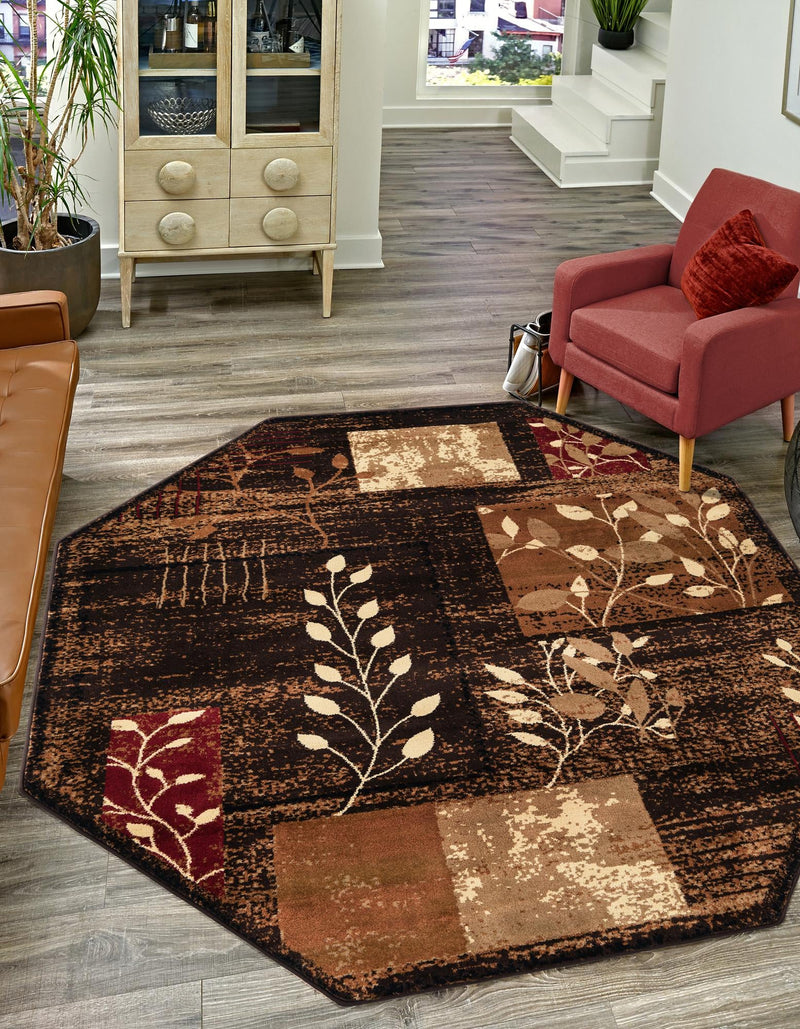 Bistro Lounge Collection Area Rug -  Affogato Octagon Brown  lifestyle 66