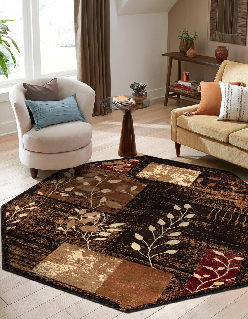 Bistro Lounge Collection Area Rug -  Affogato Octagon Brown  lifestyle 68