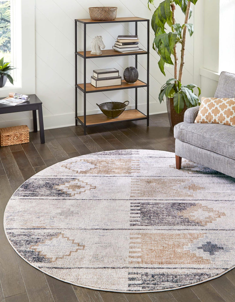 Desert Modern Eco Rug Series Collection Area Rug -  Taos Round Ivory  lifestyle 28