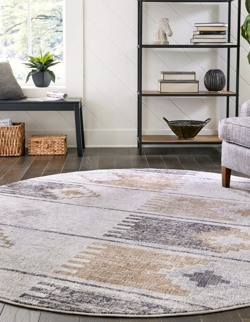 Desert Modern Eco Rug Series Collection Area Rug -  Taos Round Ivory  lifestyle 30