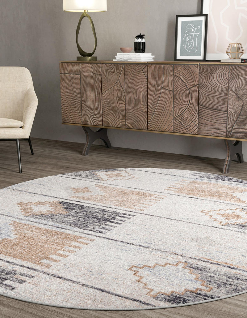 Desert Modern Eco Rug Series Collection Area Rug -  Taos Round Ivory  lifestyle 58