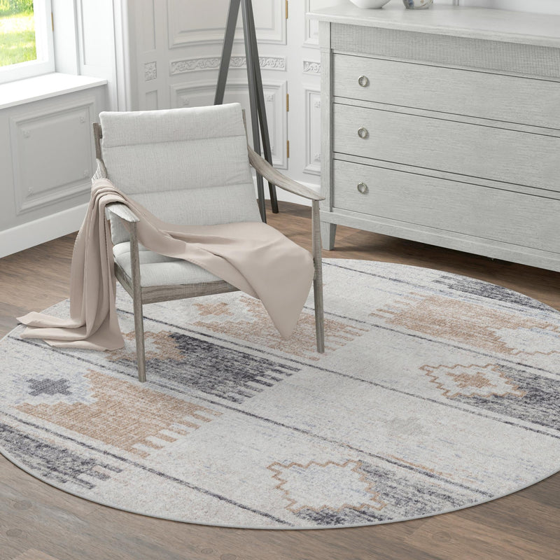 Desert Modern Eco Rug Series Collection Area Rug -  Taos Round Ivory  lifestyle 67