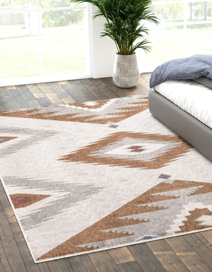 Desert Modern Eco Rug Series Collection Area Rug -  Zion Rectangle Ivory  lifestyle 2