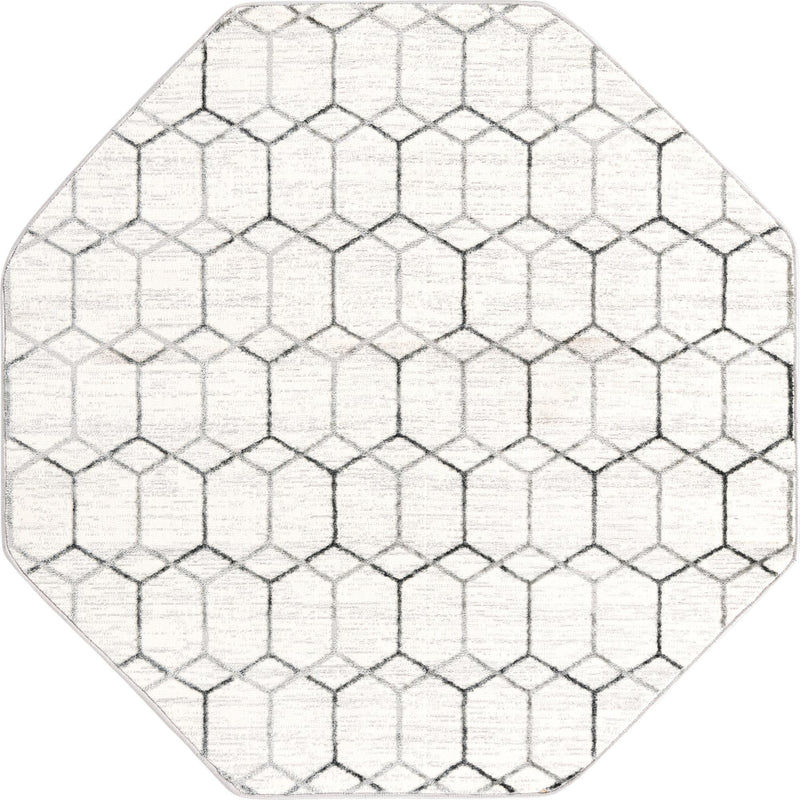 Garden Maze Retreat Collection Area Rug - Hedgegrove Octagon White  lifestyle 54