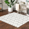 Garden Maze Retreat Collection Area Rug - Hedgegrove Square White  lifestyle 177