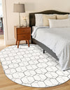 Garden Maze Retreat Collection Area Rug - Hedgegrove Oval White  lifestyle 132