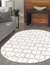 Garden Maze Retreat Collection Area Rug - Hedgegrove Oval White  lifestyle 162