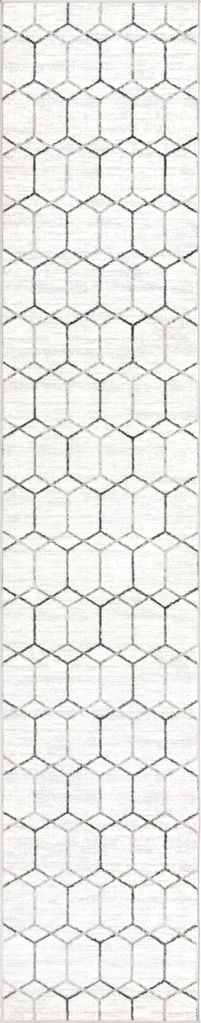 Garden Maze Retreat Collection Area Rug - Hedgegrove Runner White  lifestyle 57