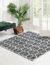 Garden Maze Retreat Collection Area Rug - Hedgegrove Square Grey  lifestyle 78