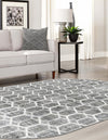 Garden Maze Retreat Collection Area Rug - Hedgegrove Oval Grey  lifestyle 91