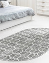 Garden Maze Retreat Collection Area Rug - Hedgegrove Oval Grey  lifestyle 103