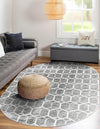 Garden Maze Retreat Collection Area Rug - Hedgegrove Oval Grey  lifestyle 123