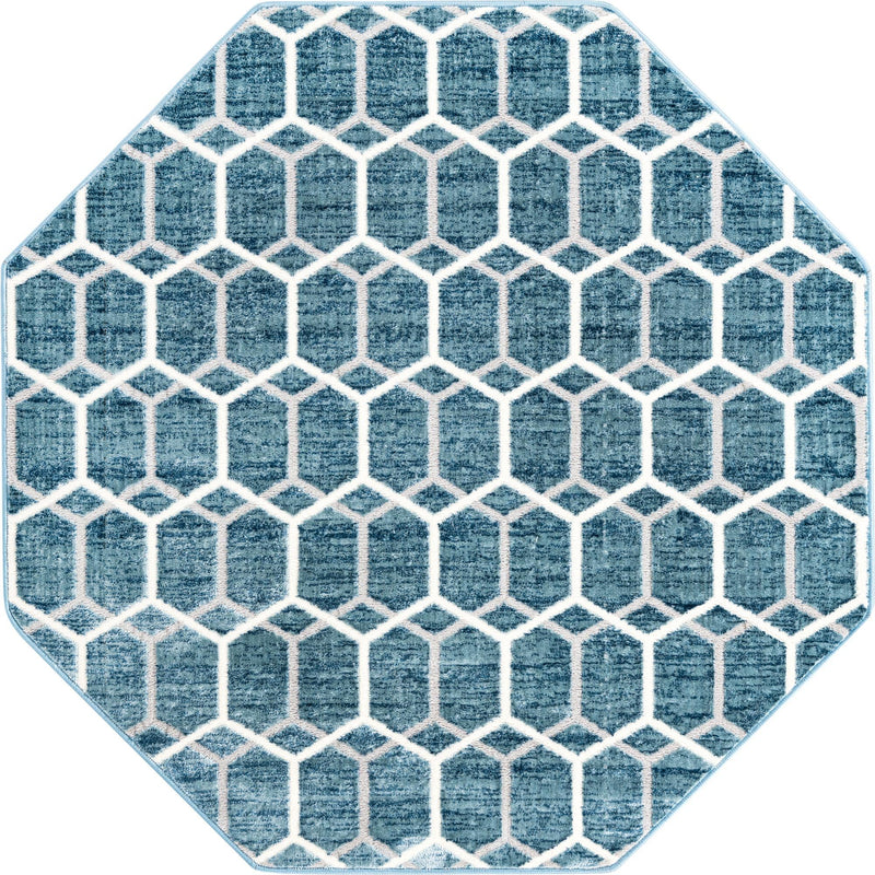 Garden Maze Retreat Collection Area Rug - Hedgegrove Octagon Blue  lifestyle 63