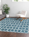 Garden Maze Retreat Collection Area Rug - Hedgegrove Square Blue  lifestyle 77