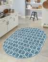 Garden Maze Retreat Collection Area Rug - Hedgegrove Oval Blue  lifestyle 154