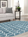 Garden Maze Retreat Collection Area Rug - Hedgegrove Oval Blue  lifestyle 164