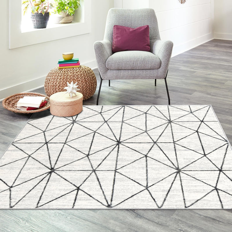 Garden Maze Retreat Collection Area Rug -  Arborlane Square White  lifestyle 202