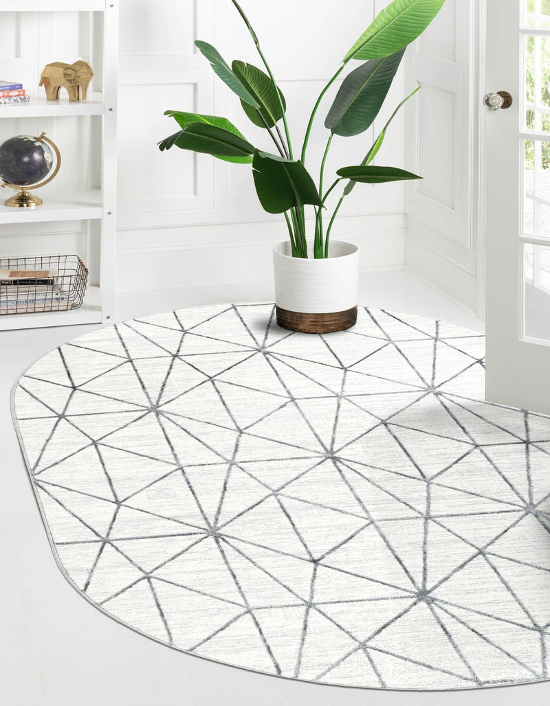 Garden Maze Retreat Collection Area Rug -  Arborlane Oval White  lifestyle 69