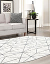 Garden Maze Retreat Collection Area Rug -  Arborlane Oval White  lifestyle 150