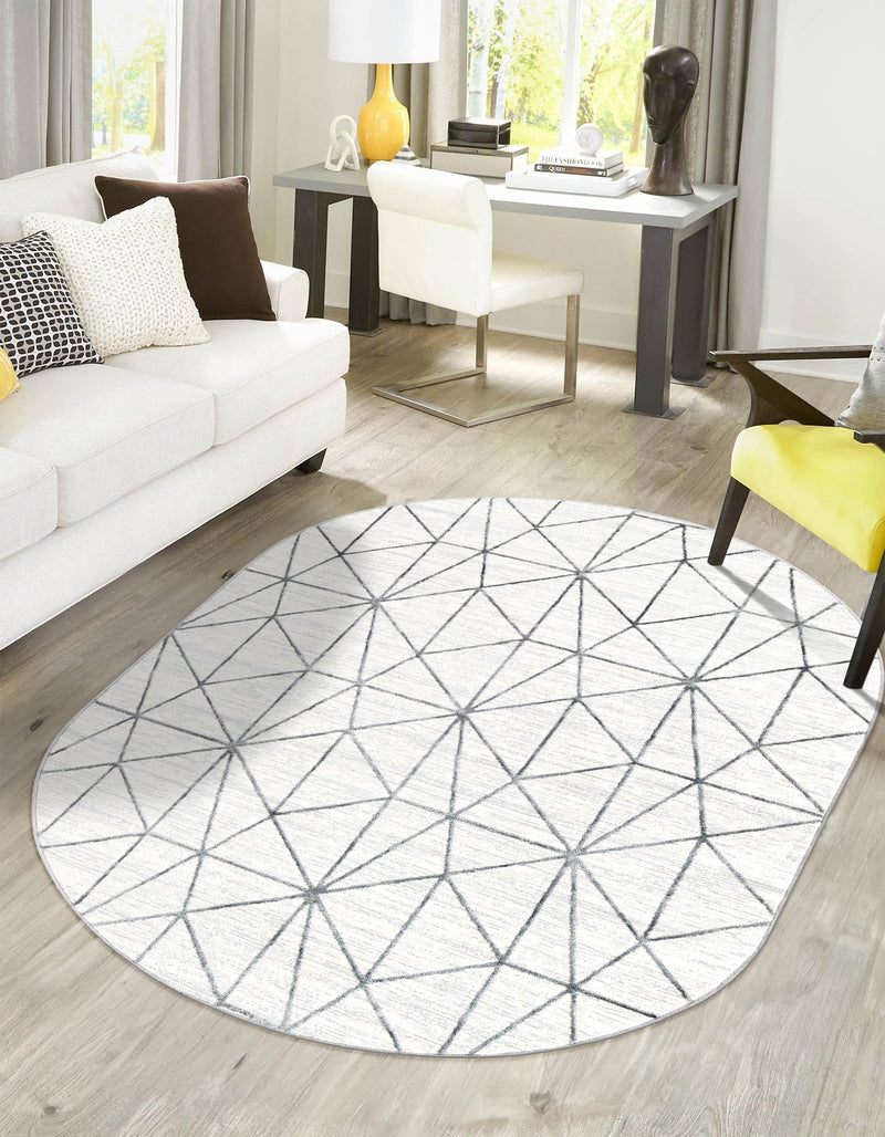 Garden Maze Retreat Collection Area Rug -  Arborlane Oval White  lifestyle 159