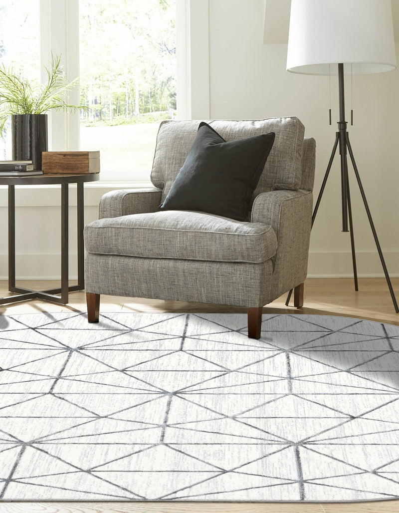 Garden Maze Retreat Collection Area Rug -  Arborlane Oval White  lifestyle 168