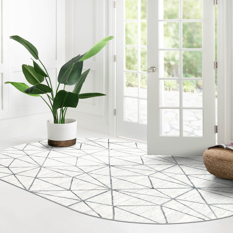 Garden Maze Retreat Collection Area Rug -  Arborlane Oval White  lifestyle 203