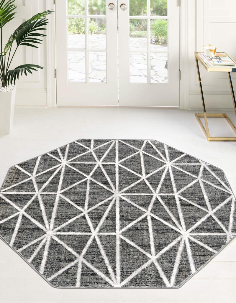 Garden Maze Retreat Collection Area Rug -  Arborlane Octagon Gray  lifestyle 95