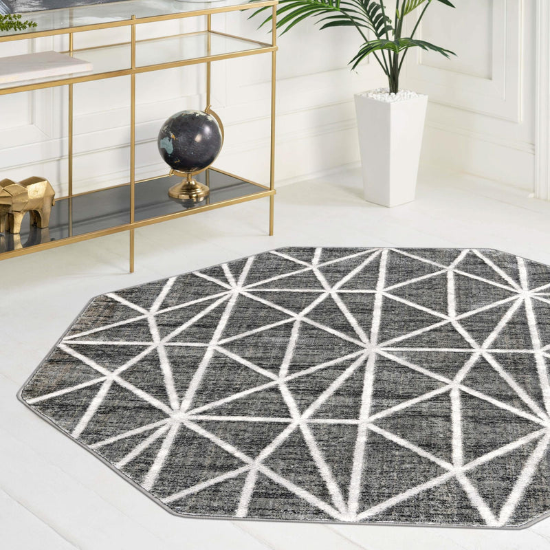 Garden Maze Retreat Collection Area Rug -  Arborlane Octagon Gray  lifestyle 194