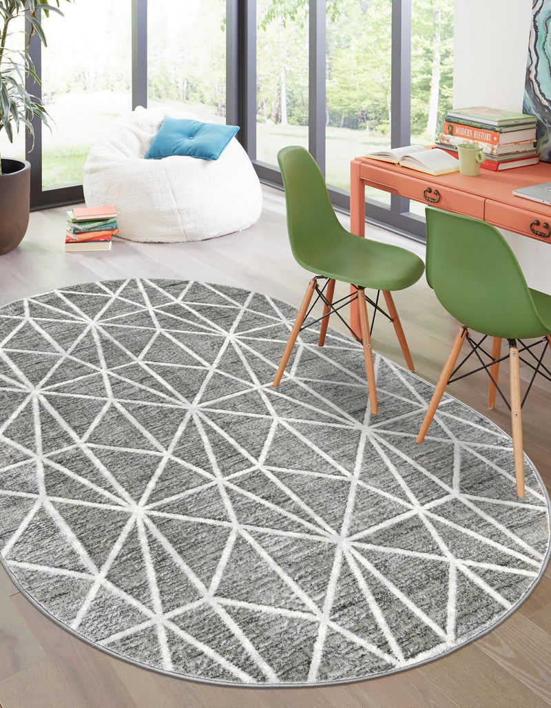 Garden Maze Retreat Collection Area Rug -  Arborlane Oval Gray  lifestyle 82