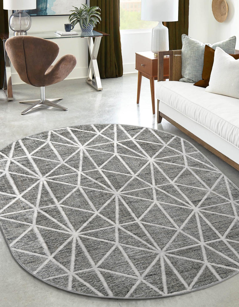 Garden Maze Retreat Collection Area Rug -  Arborlane Oval Gray  lifestyle 160