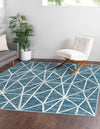 Garden Maze Retreat Collection Area Rug -  Arborlane Square Blue  lifestyle 75