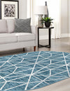 Garden Maze Retreat Collection Area Rug -  Arborlane Oval Blue  lifestyle 107