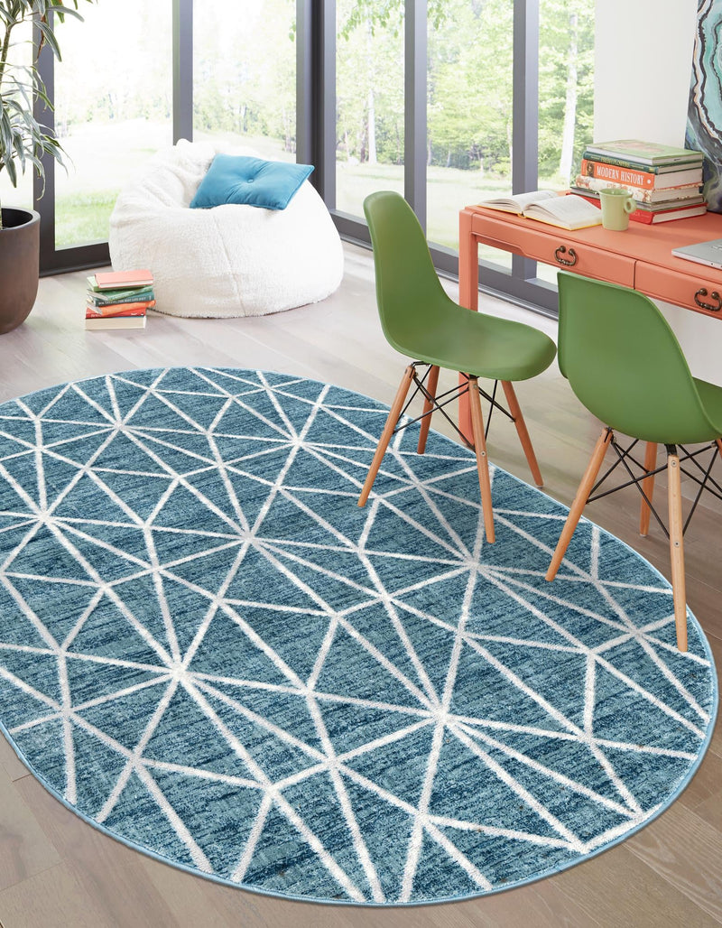 Garden Maze Retreat Collection Area Rug -  Arborlane Oval Blue  lifestyle 116