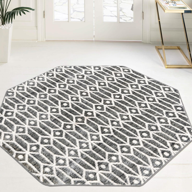 Garden Maze Retreat Collection Area Rug -  Mazeview Octagon Gray  lifestyle 159