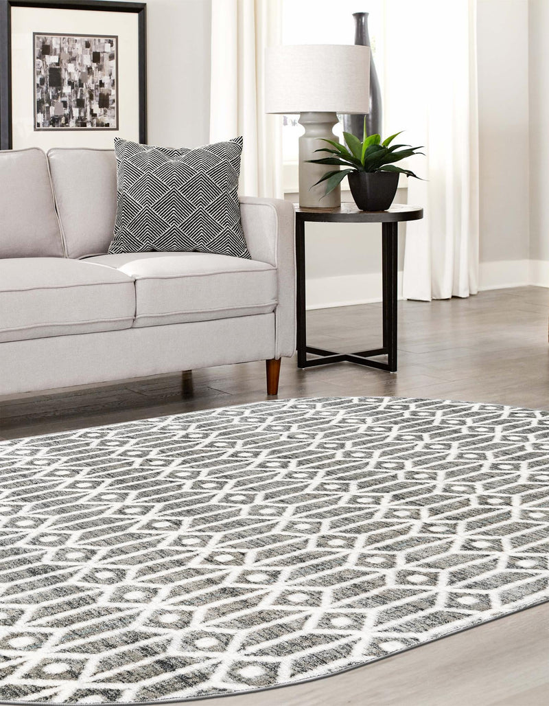 Garden Maze Retreat Collection Area Rug -  Mazeview Oval Gray  lifestyle 74