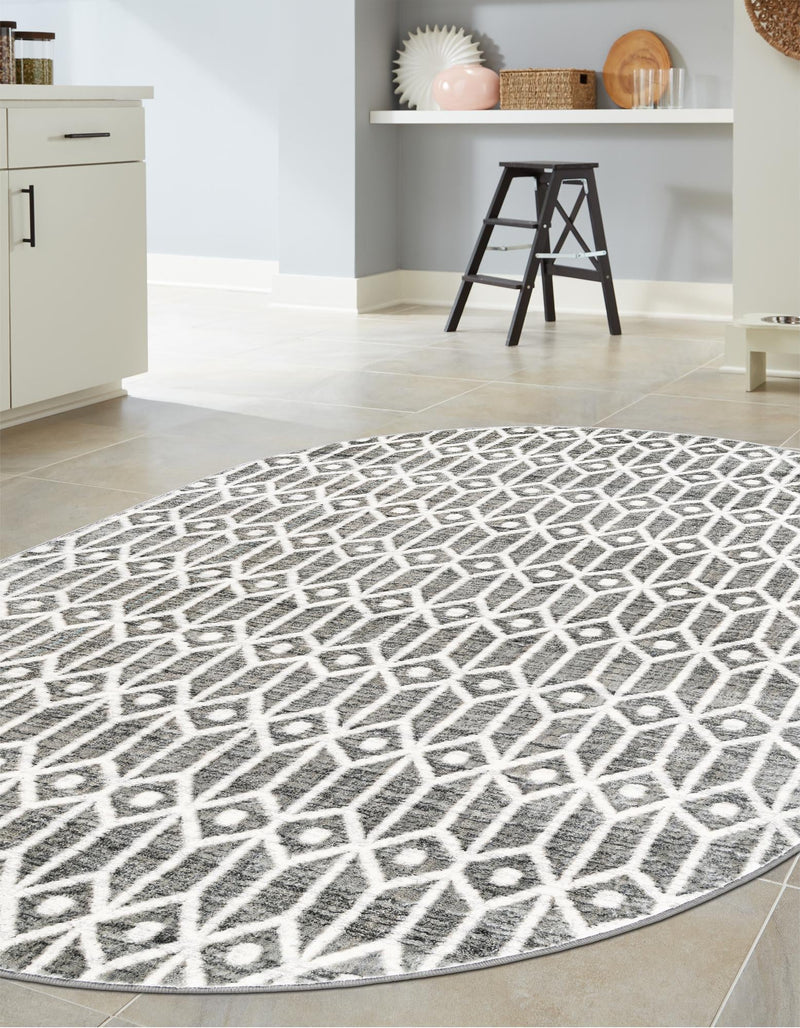 Garden Maze Retreat Collection Area Rug -  Mazeview Oval Gray  lifestyle 148