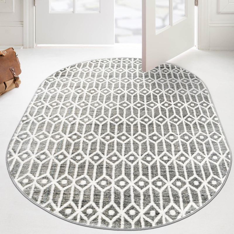 Garden Maze Retreat Collection Area Rug -  Mazeview Oval Gray  lifestyle 178