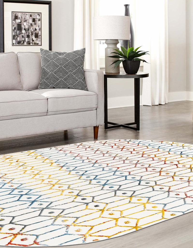 Garden Maze Retreat Collection Area Rug -  Mazeview Oval Multi  lifestyle 105