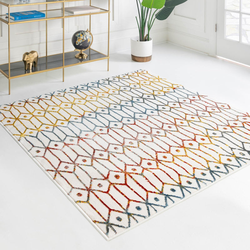 Garden Maze Retreat Collection Area Rug -  Mazeview Square Multi  lifestyle 62