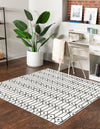 Garden Maze Retreat Collection Area Rug -  Mazeview Square White  lifestyle 80