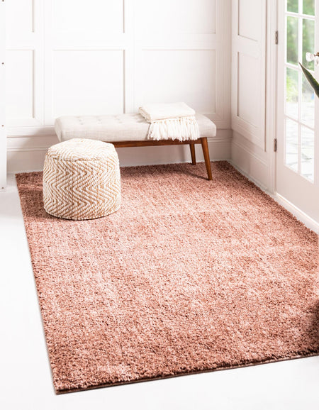 Plush Paradise Retreat Collection Area Rug - Santorini (Grapefruit Pink)