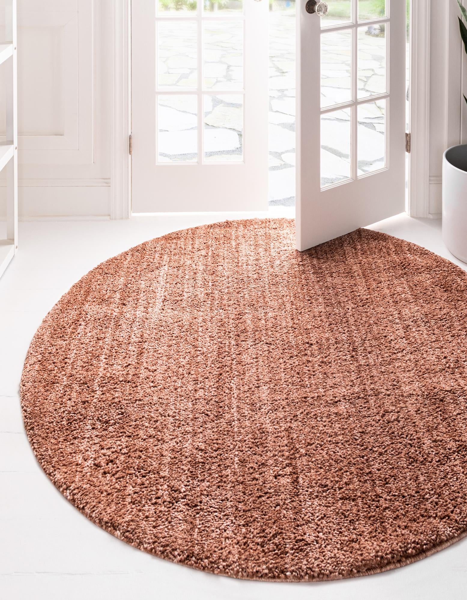 Plush Paradise Retreat Collection Area Rug - Santorini (Grapefruit Pink)