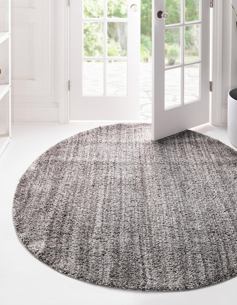 Plush Paradise Retreat Collection Area Rug - Santorini (Pepper Gray) Round Pepper Gray  lifestyle 15